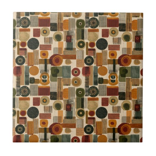 Carreau Dark Mid Century Geometric Pattern (2) (Devant)