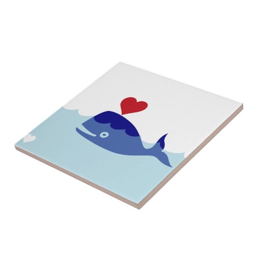 Carreau Dauphin bleu et vagues (Côté)