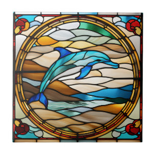 Carreau Dauphin en faux vitrail