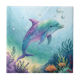 Carreau Dauphin peint à l'aquarelle