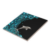 Carreau Dauphin sur la tuile bleue de vague (Côté)