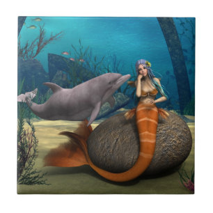 Carreau Dauphine sirène rêveuse Art fantastique sous-marin