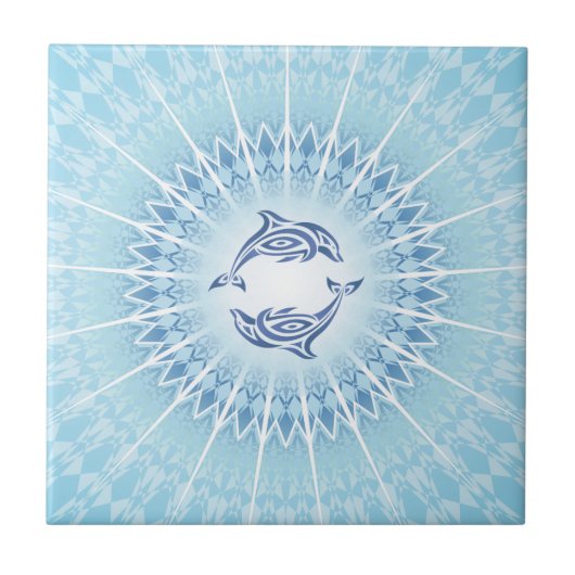 Carreau Dauphins Mandala Bleu Côté Océan (Devant)