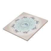 Carreau Dauphins Mandala Bleu Pâle Taupe (Côté)