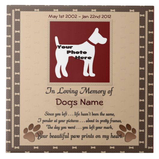 Carreau De beaux Empreintes de pattes sur My Heart (brun) (Devant)