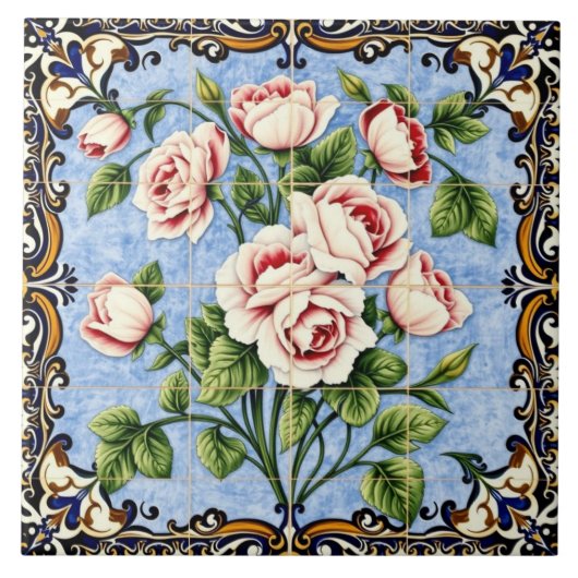 carreau de bouquet de roses (Devant)
