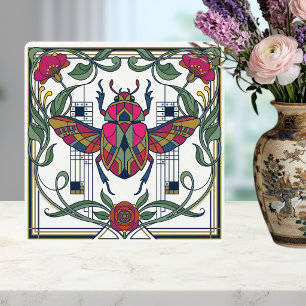 Carreau de céramique à bordure florale Art Nouveau