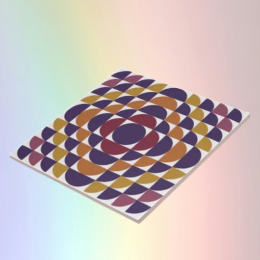 Carreau de céramique à cercles géométriques rétro
