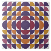 Carreau de céramique à cercles géométriques rétro (Devant)