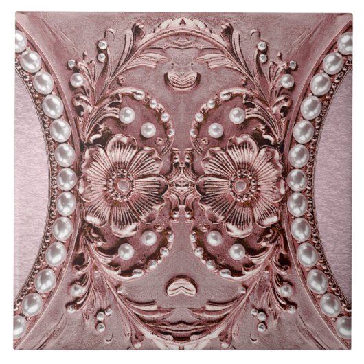 Carreau de céramique à fleur rose (Devant)