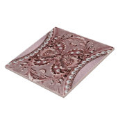 Carreau de céramique à fleur rose (Côté)