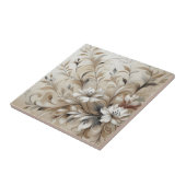 Carreau de céramique à fleurs blanches (Côté)