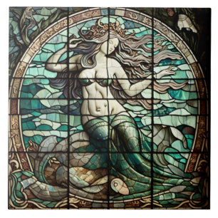 Carreau de céramique à mosaique de sirène