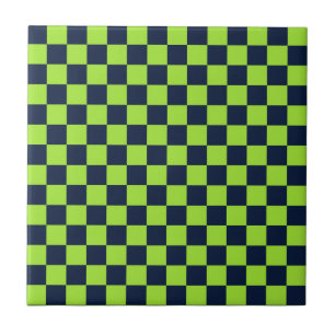 Carreau de céramique à motif à damier noir et vert