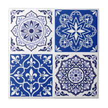 Carreau de céramique à motif azulejo bleu portugai