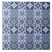 Carreau de céramique à motif azulejo portugais ble