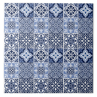 Carreau de céramique à motif azulejo portugais ble