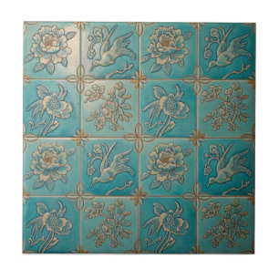 Carreau de céramique à motif en relief de chinoise