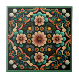 Carreau de céramique à motif floral de style art d