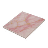 Carreau de céramique à motif marbré rose et or élé (Côté)