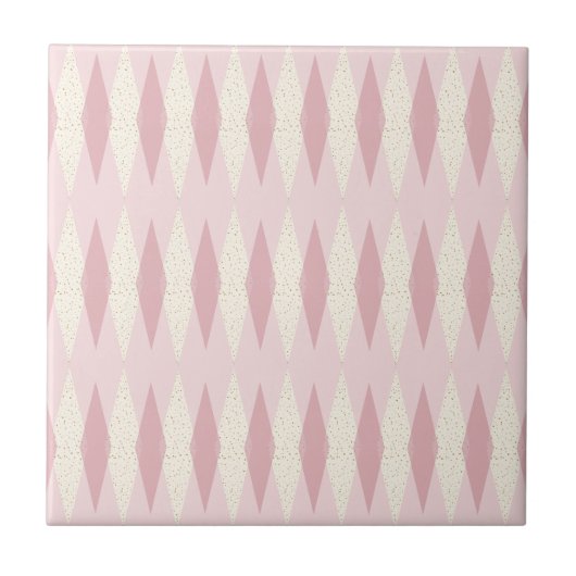 Carreau de céramique à motifs de losanges rose (Devant)