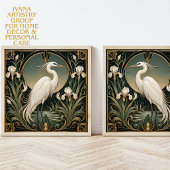 CARREAU DE CÉRAMIQUE ART DÉCO HÉRON BLANC, ACCENT