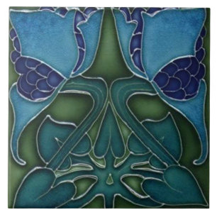 Carreau de céramique - Art Nouveau Bleu & Vert