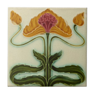 Carreau de céramique Art Nouveau - Fleurs