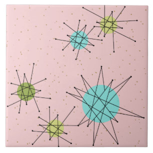 Carreau de céramique atomique iconique rose de