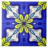 Carreau de céramique bleu et jaune (Devant)
