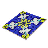 Carreau de céramique bleu et jaune (Côté)