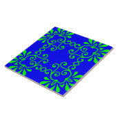 Carreau de céramique bleu et vert (Côté)
