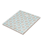 Carreau de céramique bleu marron orange blanc (Côté)