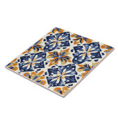 Carreau de céramique bleu, or et jaune (Côté)