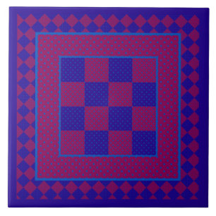 Carreau de céramique chic, violet, bleu, pois plum