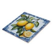 Carreau de céramique citron avec bordure bleu clas (Côté)