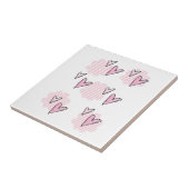 Carreau de céramique coeurs roses  (Côté)