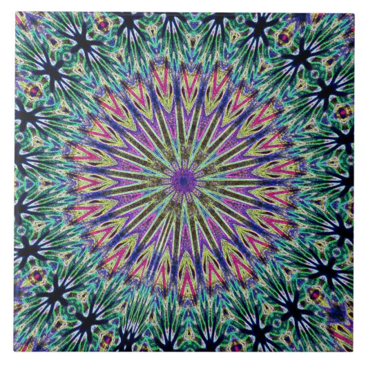 Carreau de céramique coloré de Mandela d'art déco (Devant)