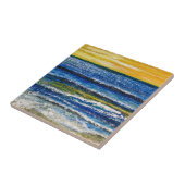 Carreau de céramique - Coucher de soleil et vagues (Côté)