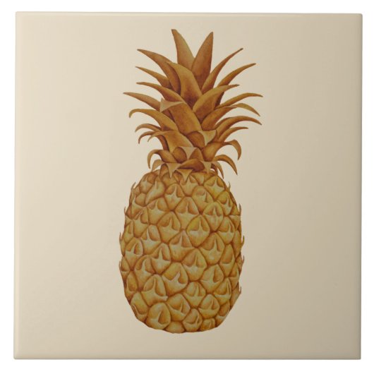 Carreau de céramique d'ananas hawaïen tropical (Devant)