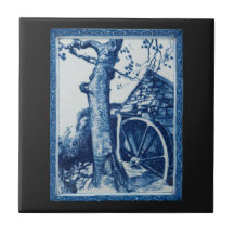 Carreau de céramique d'art bleu cobalt de Watermil