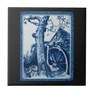 Carreau de céramique d'art bleu cobalt de Watermil
