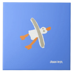 Carreau de céramique d'art : Mouette de vol de