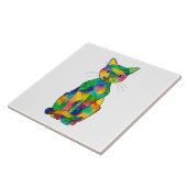 Carreau de céramique de chat d'arc-en-ciel (Côté)