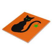 Carreau de céramique de chat noir (Côté)