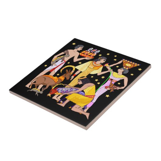 Carreau de céramique de conception égyptienne (Côté)