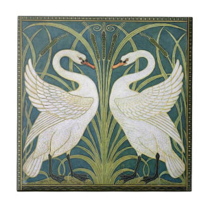 Carreau de céramique de cygnes vintages de Nouvea