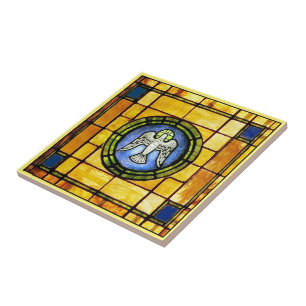 Carreau de céramique de fenêtre de colombe de paix