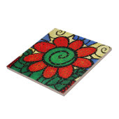 Carreau de céramique de fleur rouge (Côté)