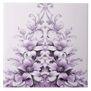 Carreau de céramique de fleurs violettes élégantes